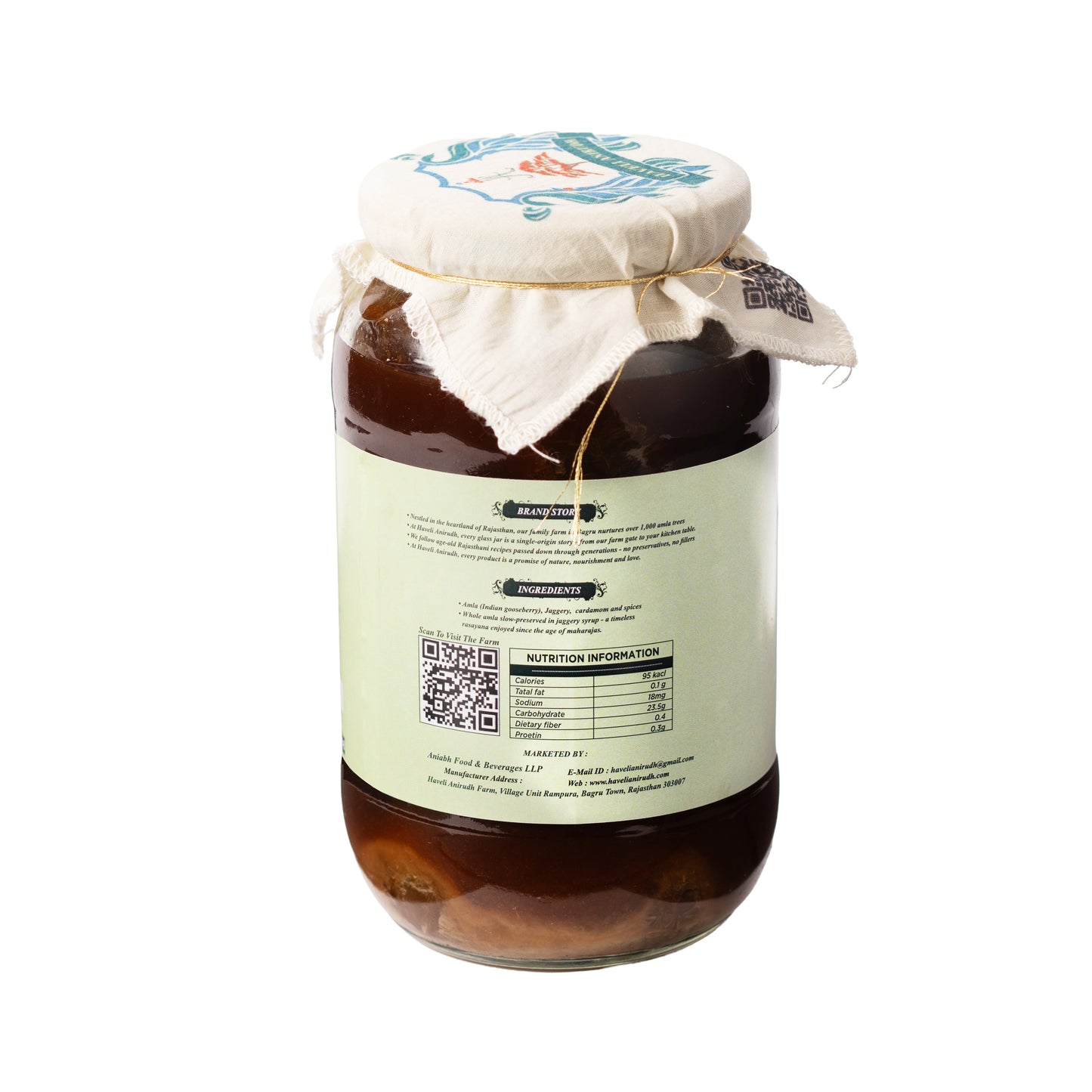 Haveli Anirudh Amla Gur Murabba | Whole Farm-Grown Awla in Jaggery Syrup | Traditional Ayurvedic Rasayana | No Preservatives | No Refined Sugar | Glass Jar