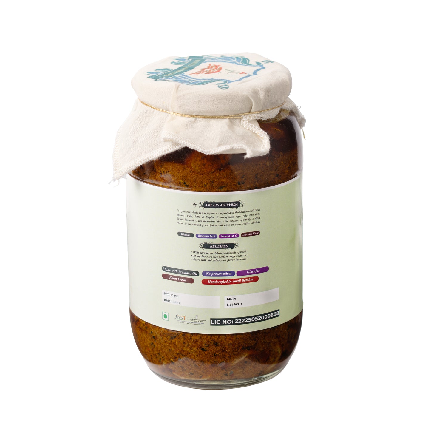 Haveli Anirudh Amla Pickle | Farm-Grown Awla in Cold-Pressed Mustard Oil | Traditional Rajasthani Achar | No Preservatives | Homemade Style | Glass Jar