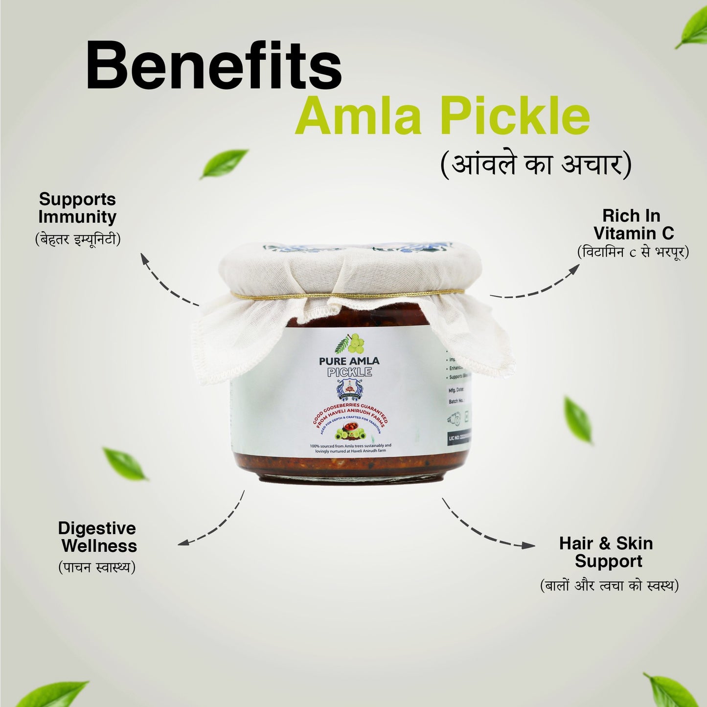 Haveli Anirudh Amla Pickle | Farm-Grown Awla in Cold-Pressed Mustard Oil | Traditional Rajasthani Achar | No Preservatives | Homemade Style | Glass Jar