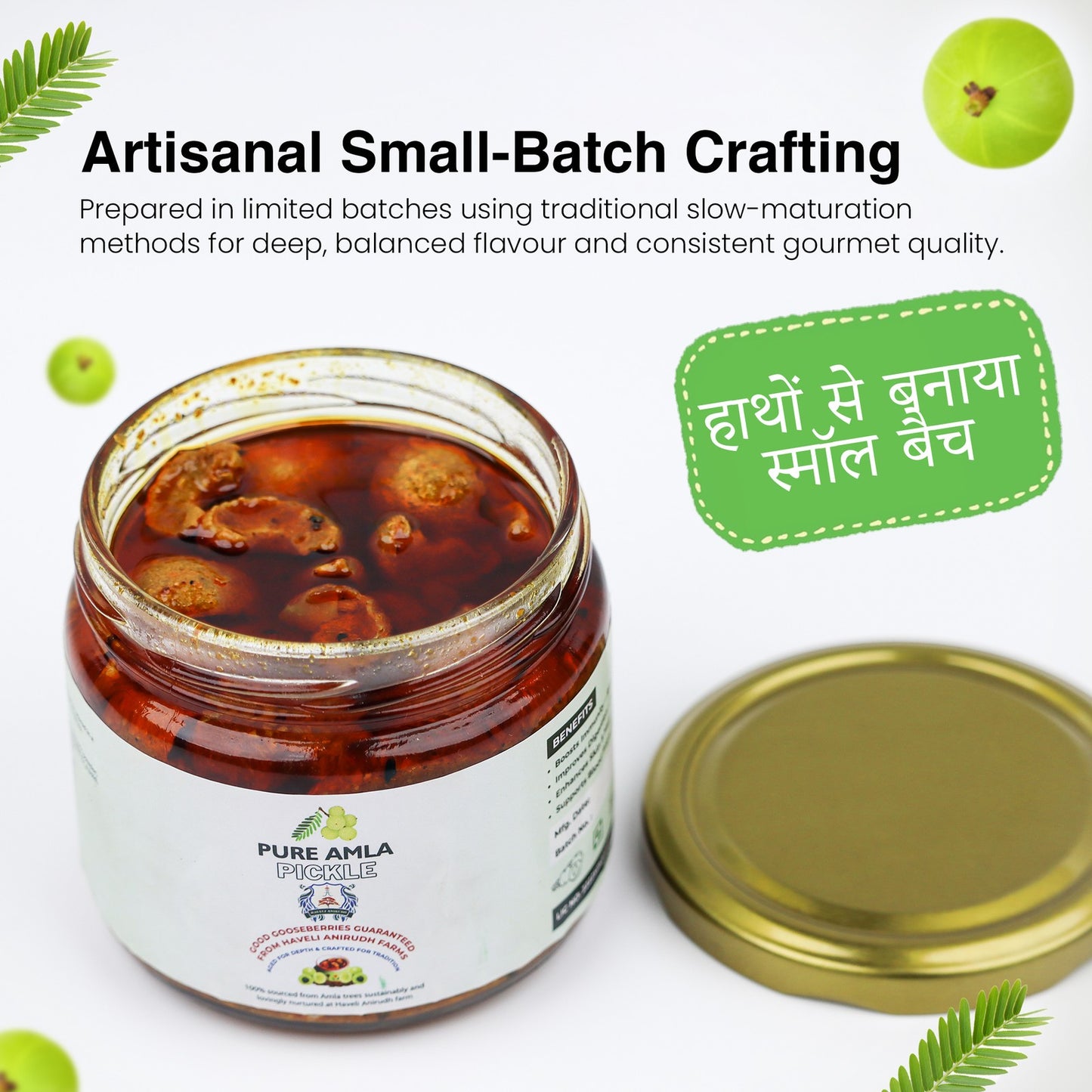 Haveli Anirudh Amla Pickle | Farm-Grown Awla in Cold-Pressed Mustard Oil | Traditional Rajasthani Achar | No Preservatives | Homemade Style | Glass Jar