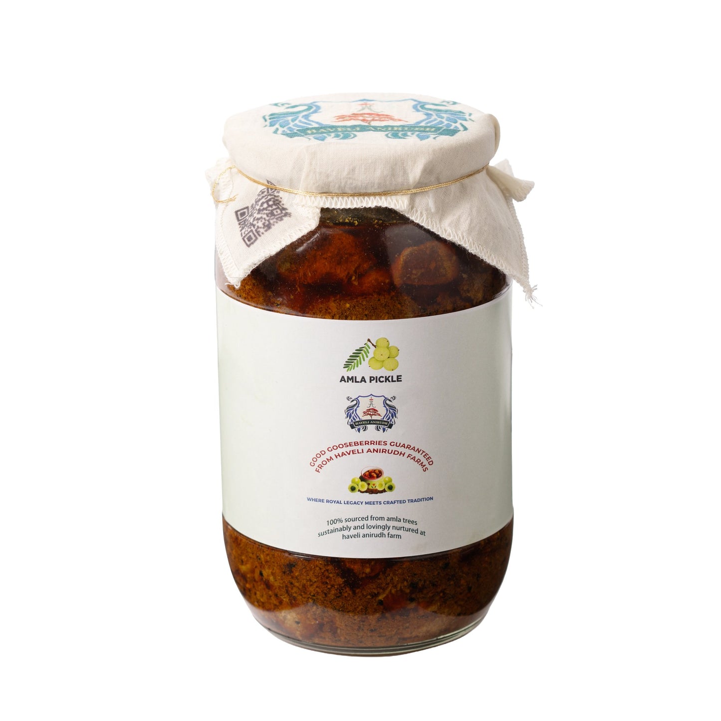 Amla Pickle glass jar — single-origin Bagru, Rajasthan farm